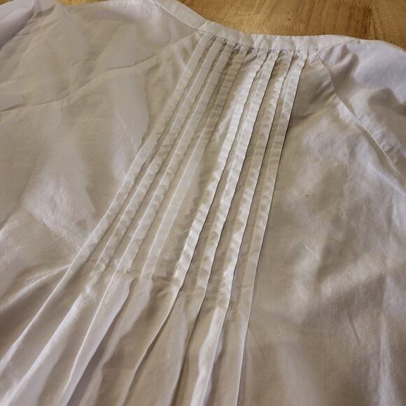 Soft Surroundings White Eyelet Cotton Blouse Pintuck Pleat 3/4" Sleeve XS - Picture 11 of 12